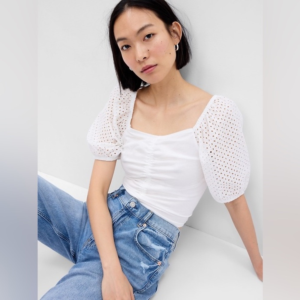 GAP 100% Organic Cotton Vintage Ruched Top